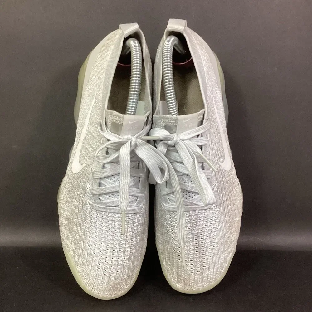 Nike Air VaporMax Flyknit 3 Womens Sz 10 Pure Platinum - Gray-Green - AJ6910-100